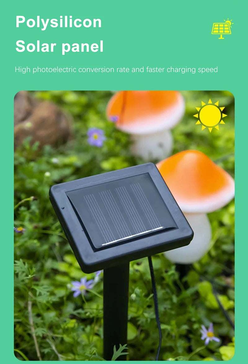 Solar Lights String Mushroom Lawn Fairy Lights LED Solar Lamps Outdoor For Garden Patio Terrace Path Landscape Decoration Lamps