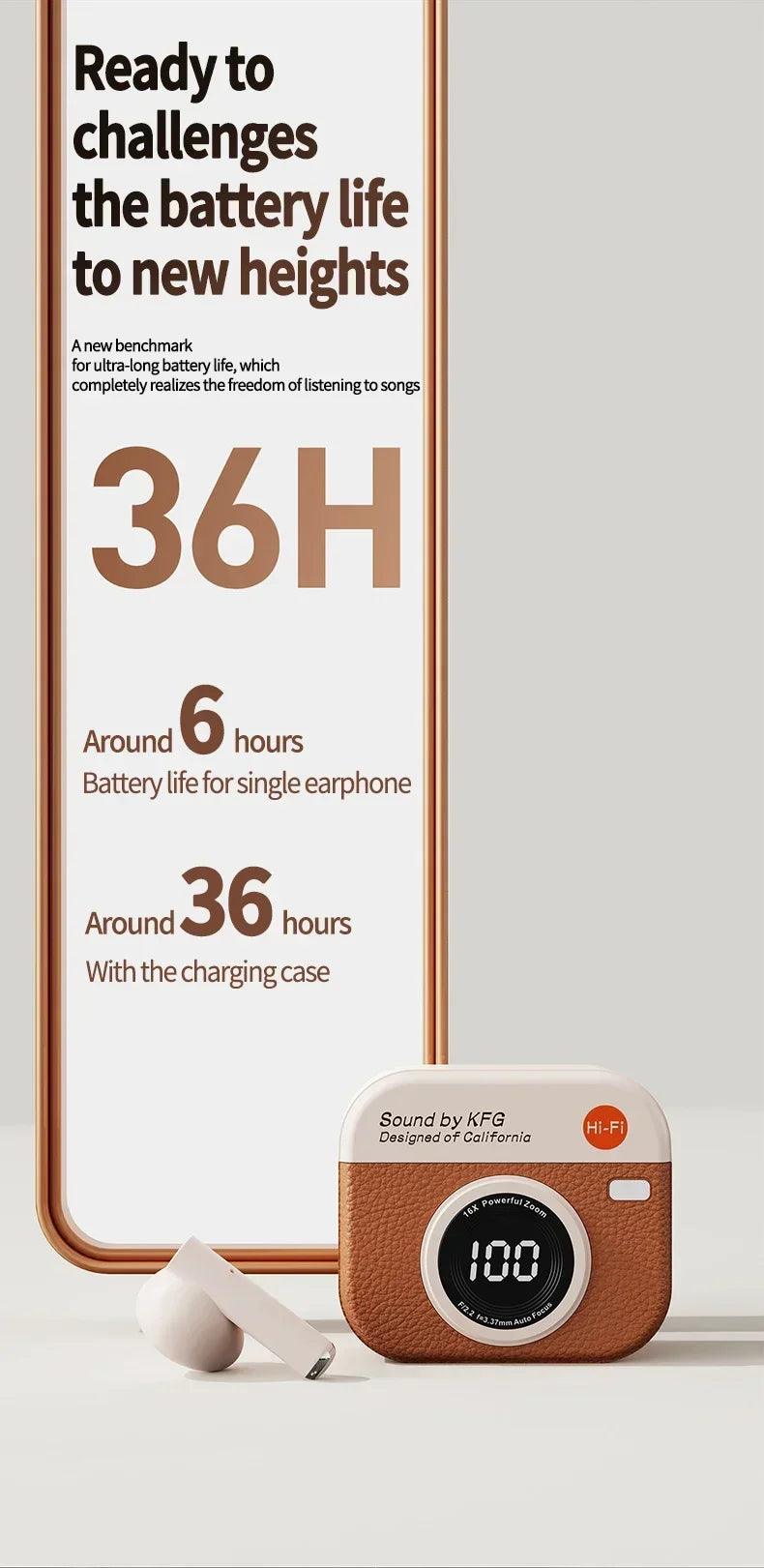 Bluetooth 5.3 Wireless Headphones Power LED Digital Display Endurance HiFi Gaming Headsets Waterproof Sports Earbuds for phones