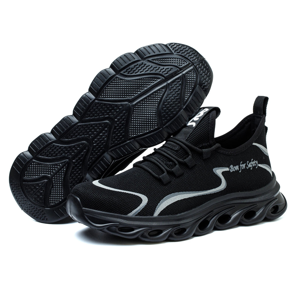 Steel Toe Work Shoes Men Lightweight Safety Boots Non Slip Breathable Protective Boots for Warehouse Light Industrial Shoes