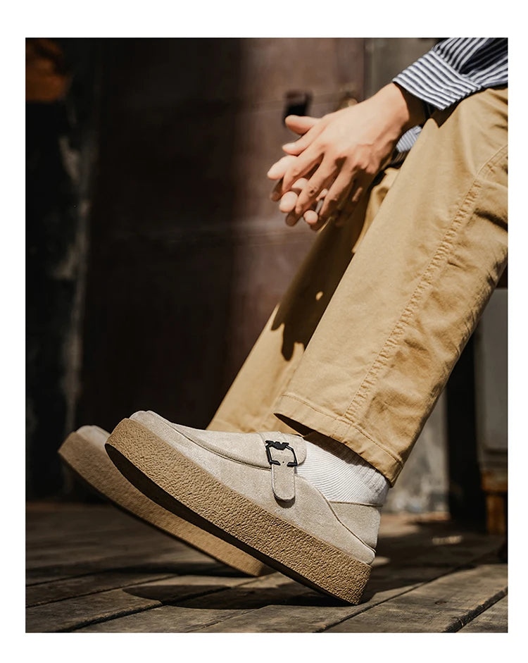 New autumn and winter men's shoes high-quality suede casual shoes British style thick soled board shoes fashionable slippers