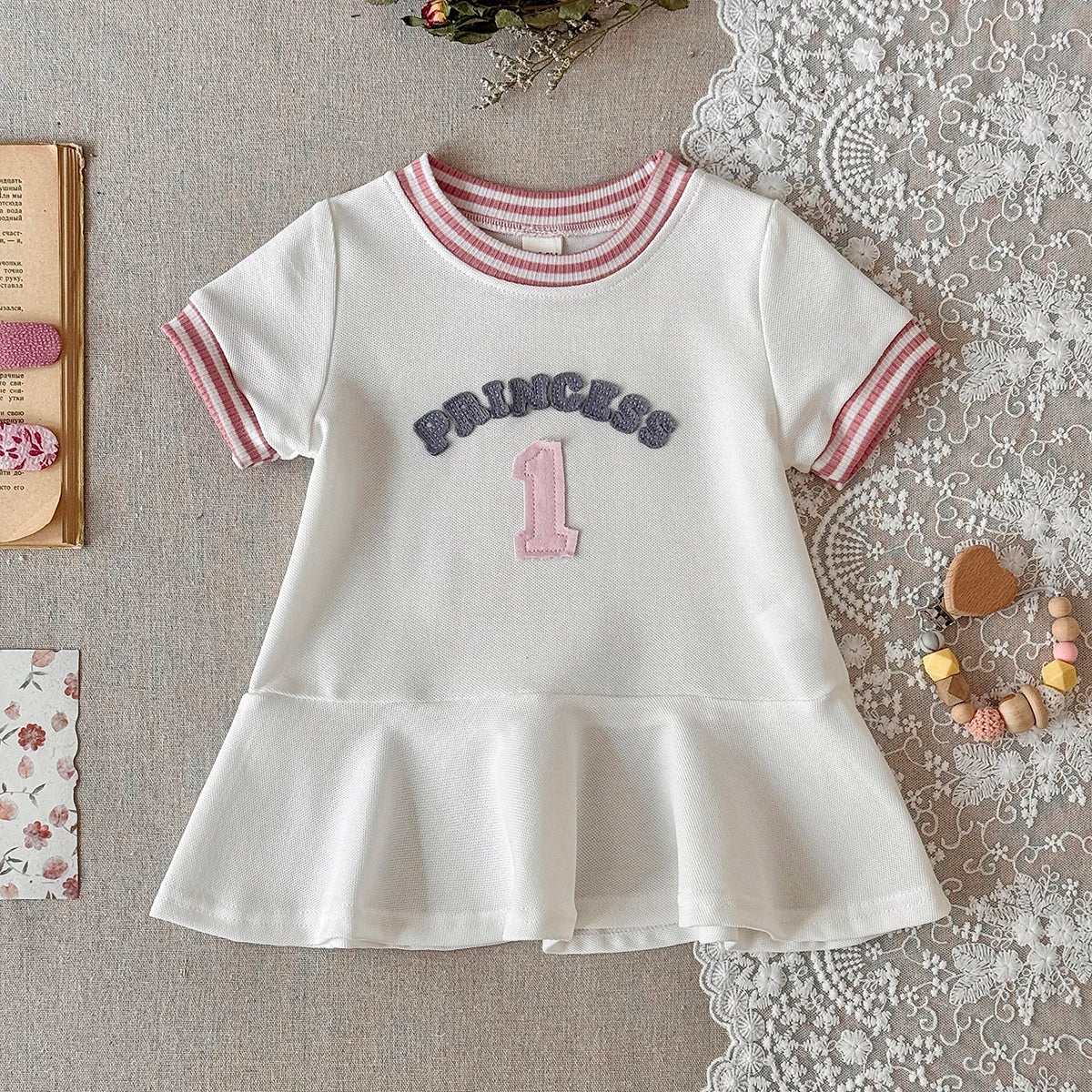 Summer Girls Dress  Round neck Short Sleeved Dress Baby Skirts Girl Casual Dresses  Suitable for babies aged 6 months to 3 years