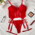 Lingerie set Lace Garter Lingerie Set With Choker Women Intimates 2024Underwire Bra And Thongs Ladies Underwear Set