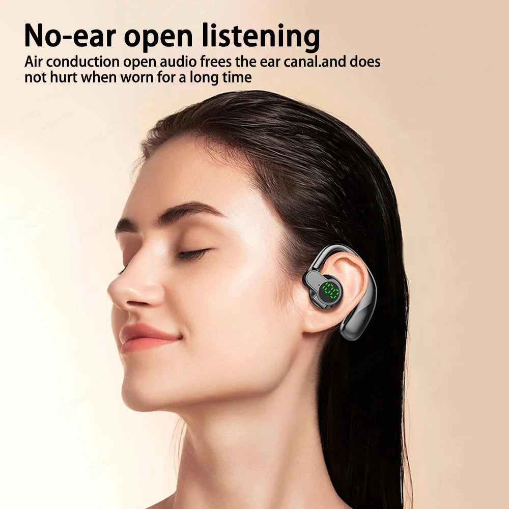 Bluetooth 5.4 Open 180° Rotation Wireless Business Headset With Mic Air Conduction Ear-hook Touch Control Sports Hifi Earphone