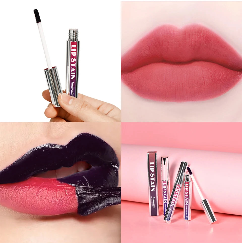 Peel Off Lip Stain Gloss 3 Colors Long Lasting Waterproof Non-stick Cup Lip Glosses Transfer Proof Natural Pink Lip Stain Makeup