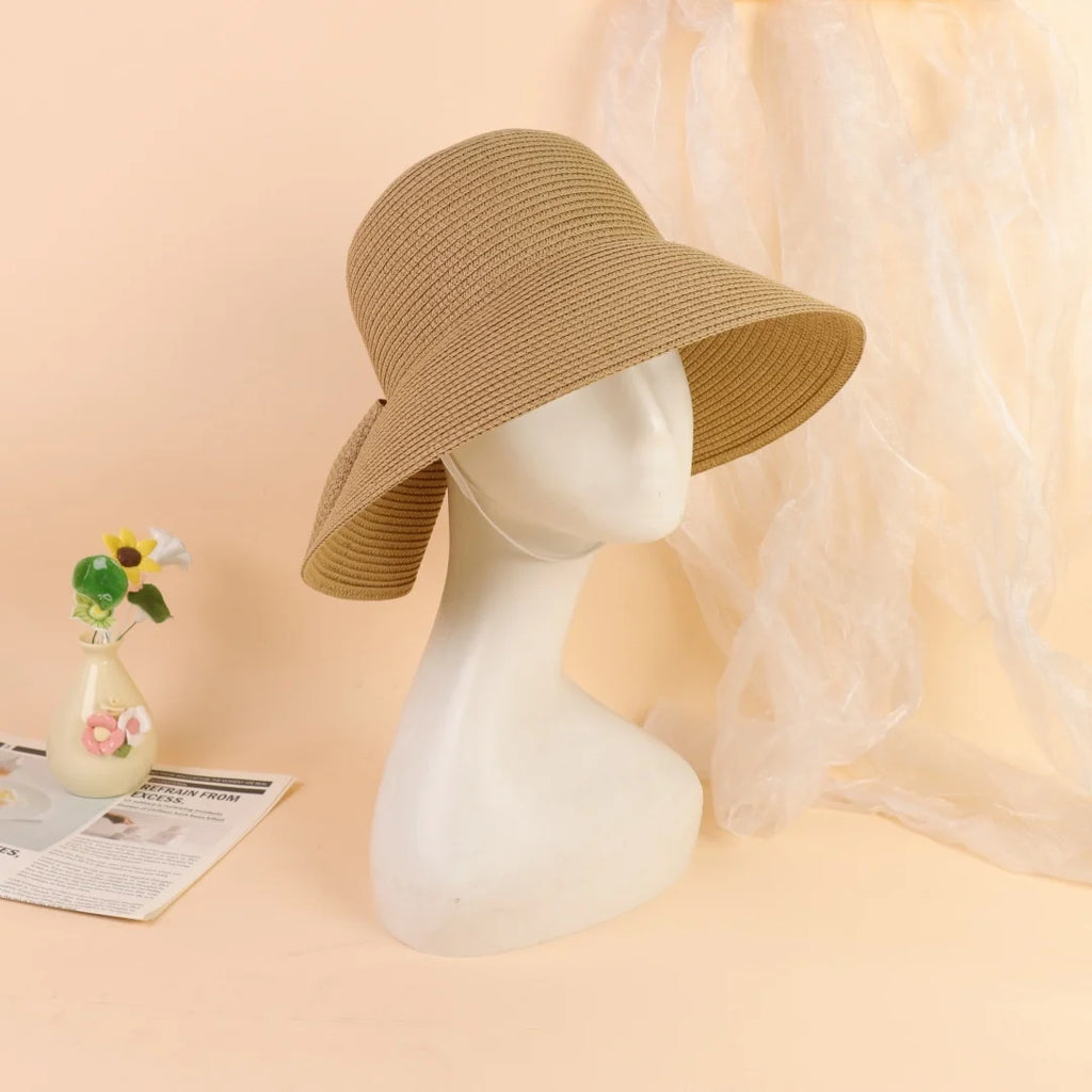 Summer Hats For Women Sun Hat Beach Cap Ladies Bowknot Panama Cap Lady Casual Bucket Hat For Women Straw Hat