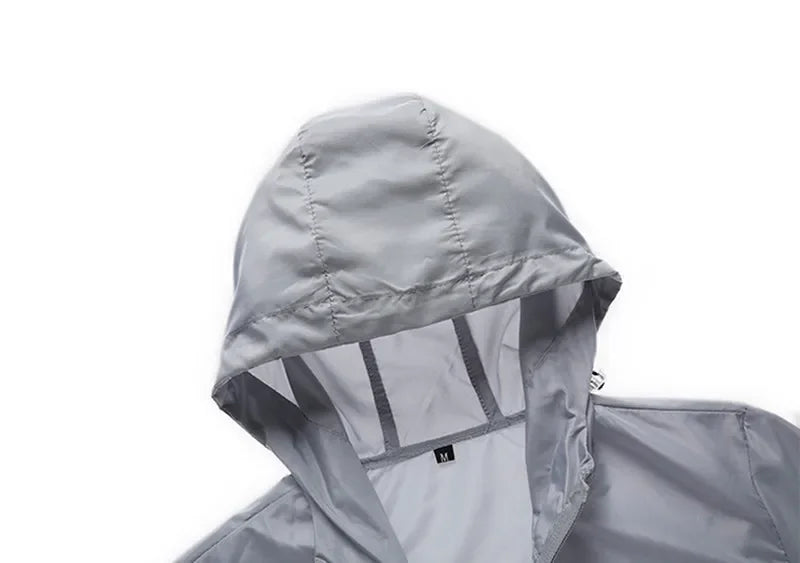 Summer  Sun-Protective Thin Jacket Men tactic Hiking Fishing Cycling Hooded Gym Sport Windbreaker Ultra Light Coats jogging