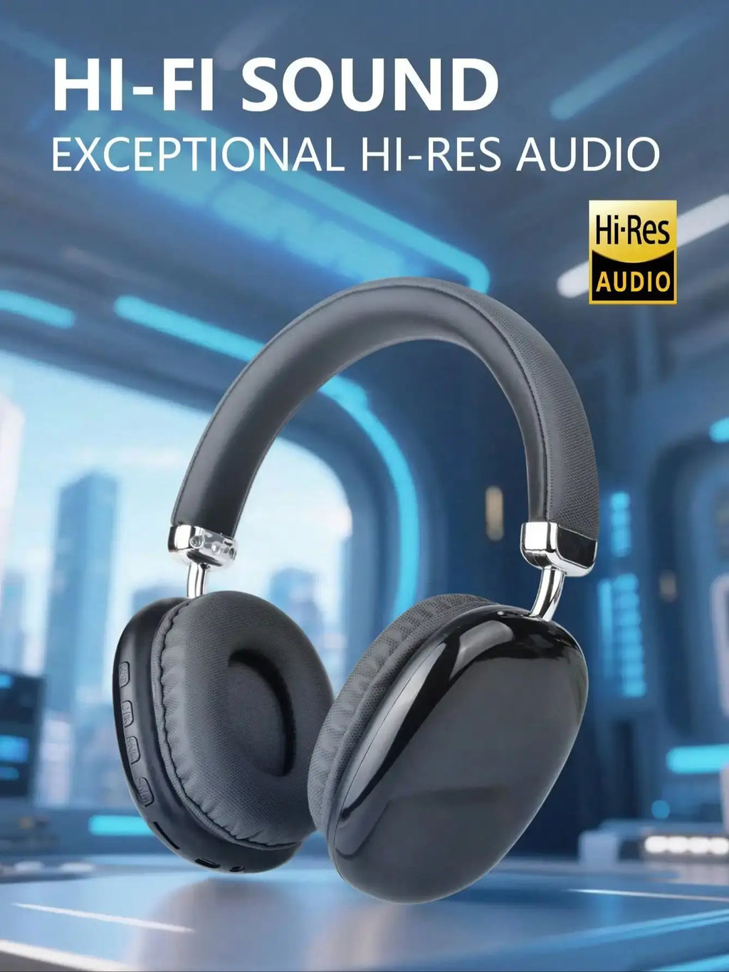Bluetooth Headphones Over Ear Wireless Headset HiFi Music Gaming Comfortable Mic for iPhone Android PC Travel Sports Gift