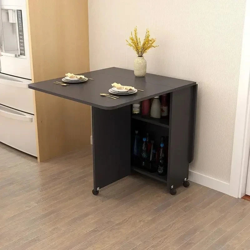 Folding Dining Table for Home Use, Small Apartment, Simple Multi-Functional Mobile Rectangular Dining Table