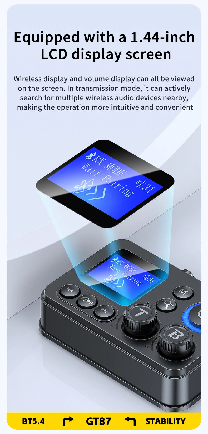 Bluetooth 5.4 Audio Transmitter Receiver 3.5mm AUX RCA Optical Coaxial Stereo Wireless Adapter Converter For Speaker TV PC Car