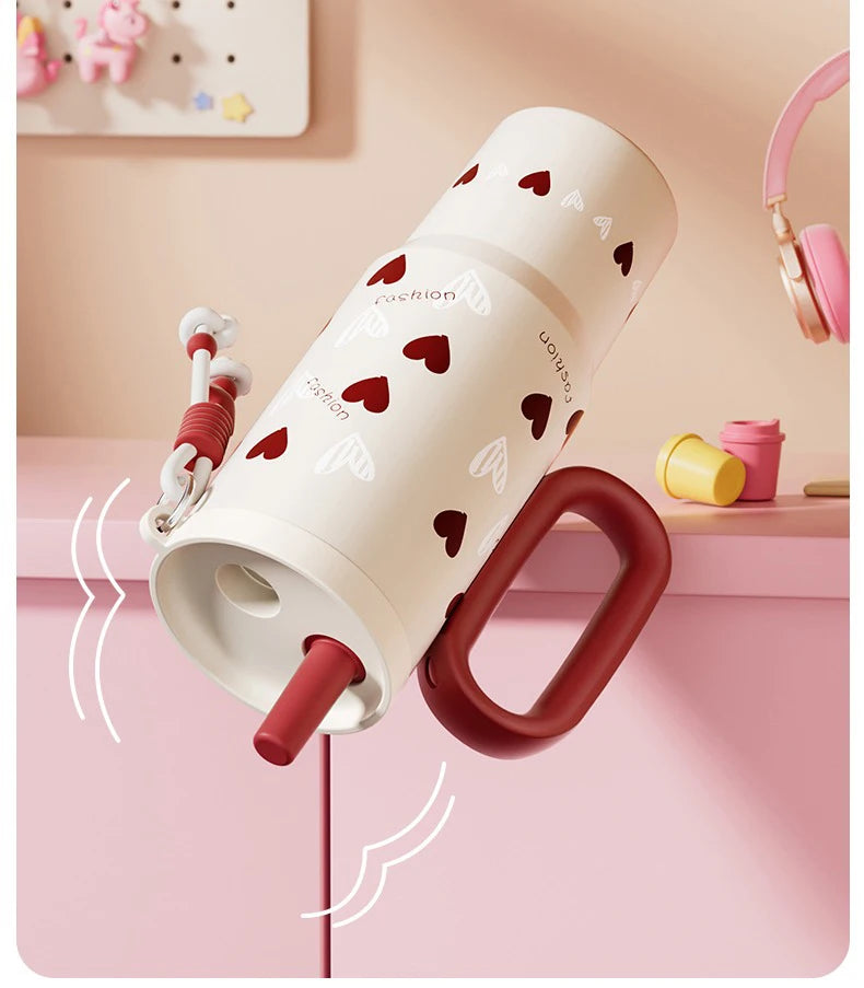 COOKER KING Spot Goods Vacuum Cup Thermal Mug Straw Insulated Ice Cup Car Thermal Mug with Handle Stylish Insulated Coffee Cup