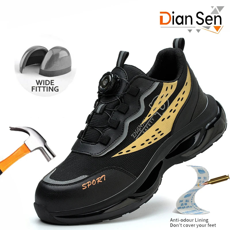 Steel Toe Safety Shoes Anti-smash Anti-Puncture Work Boots Men Slip Resistant Breathable Outdoor Work Indestructible Shoes