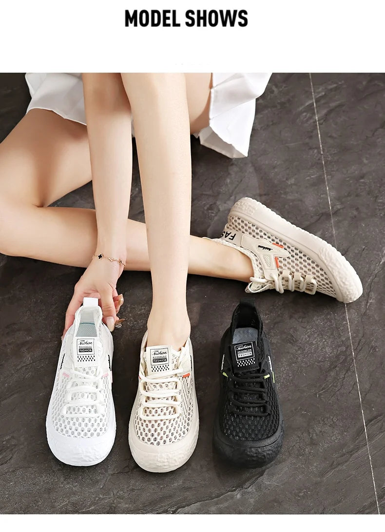 Shoes Woman 2025 Outdoor Casual Sports Shoes Hollow Breathable Comfortable Thick Sole Lightweight Mesh Shoes Women's Sneaker