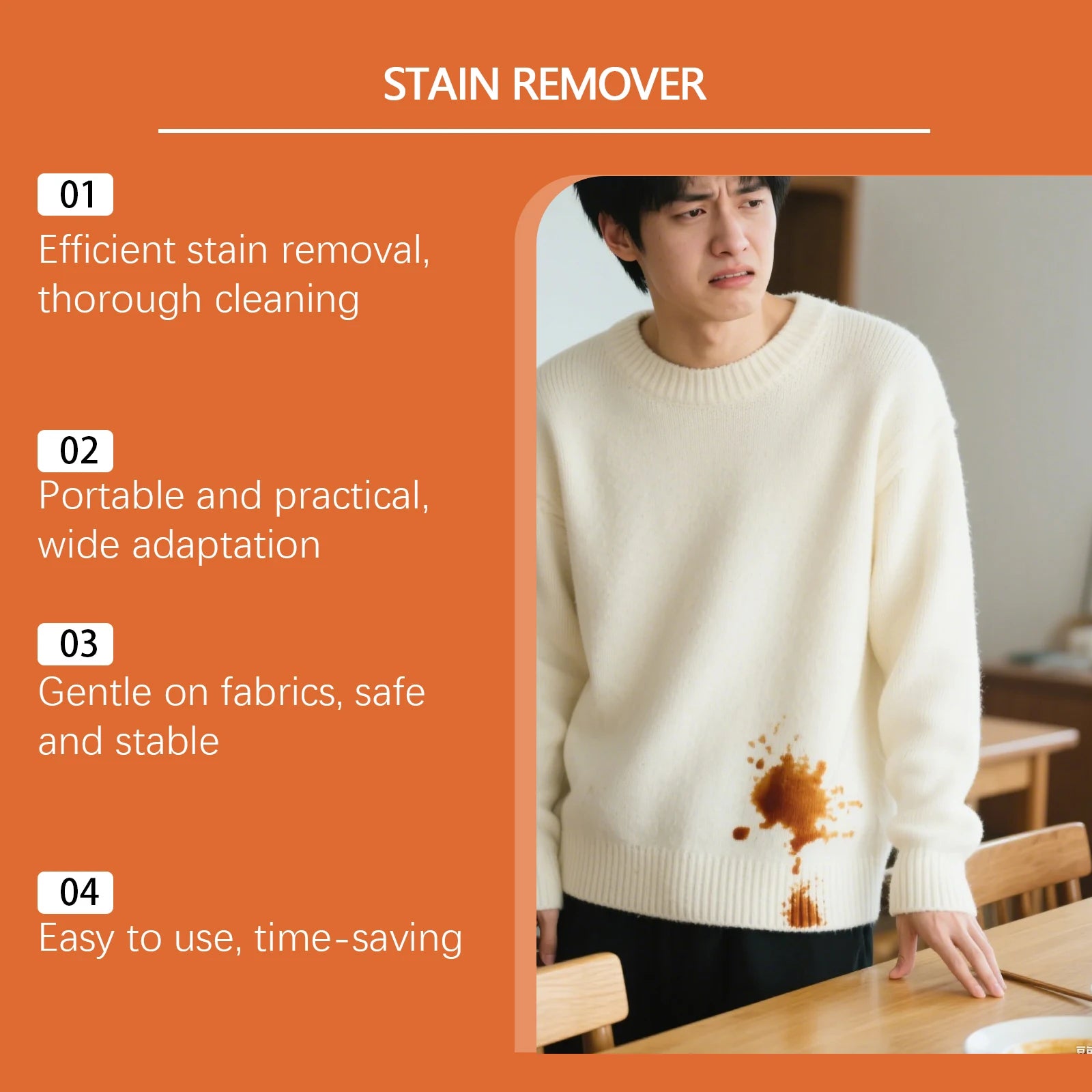 Stain Remover Stick Gentle Laundry Pen for Delicate Fabrics Natural Lipase Citric Acid Clothing Spot Cleaner Portable 10ml