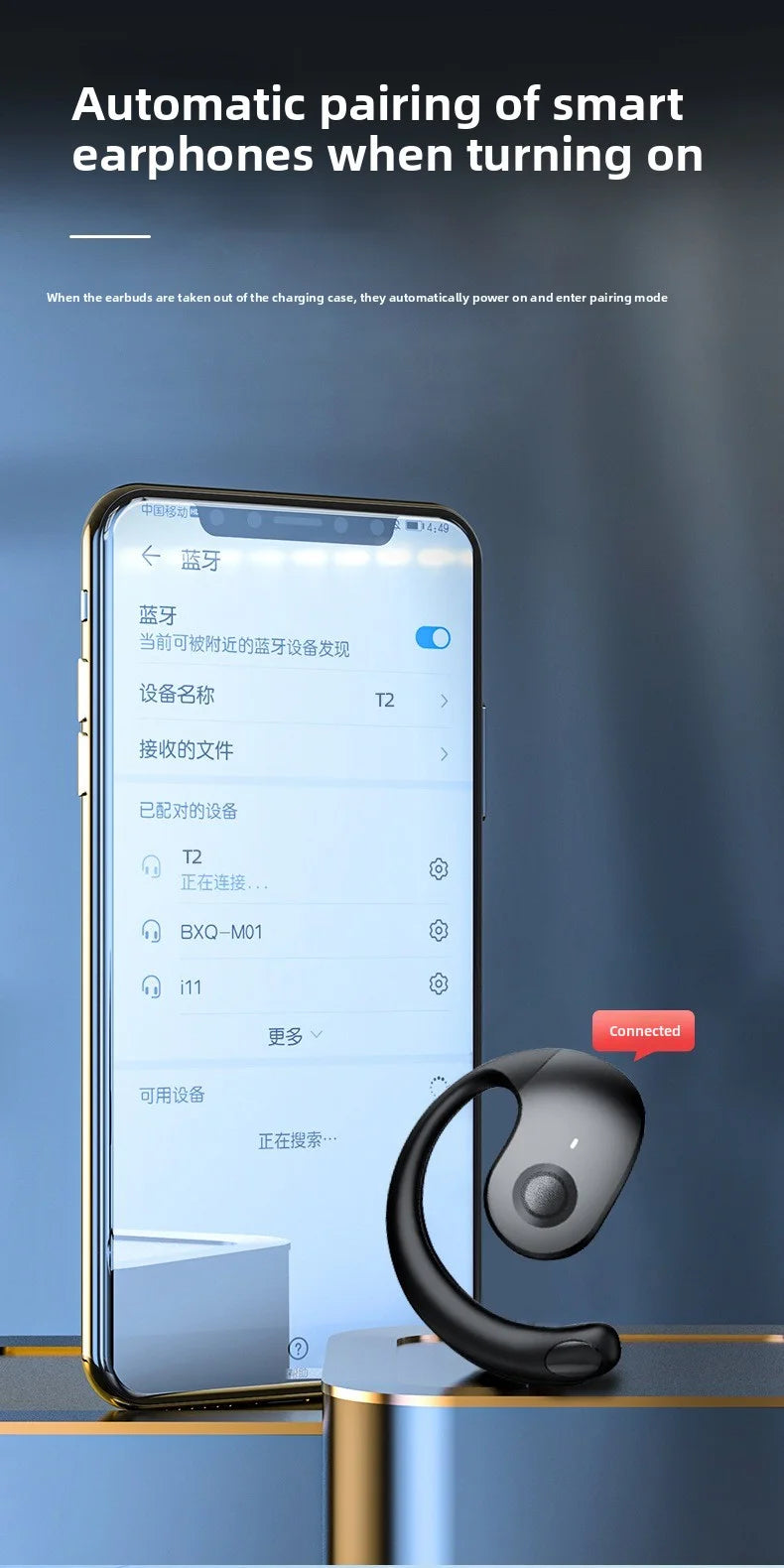 Bluetooth wireless headphones - bone conduction - touch control - non-intrusive earpiece - extremely long battery life