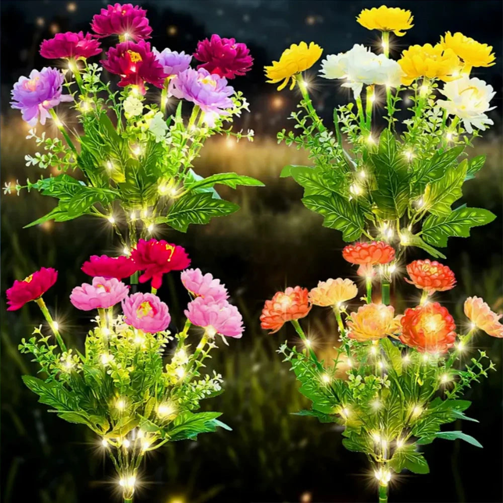Solar LED lights, snow lotus flower lawn lamp, outdoor waterproof yard lights, garden courtyard,holiday party decoration