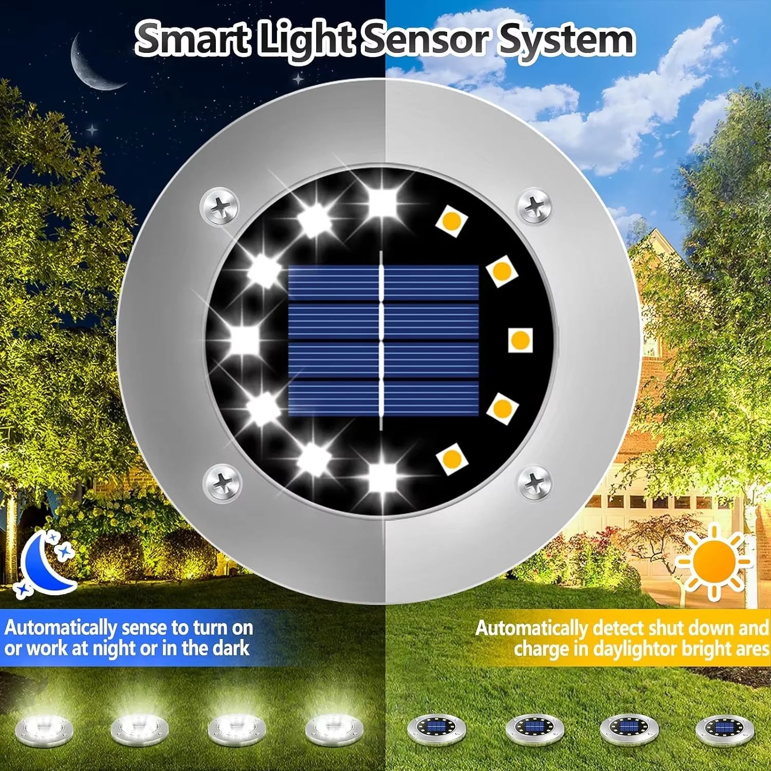 Solar Ground Lights, Waterproof 16LED Solar Light Outdoor Garden,  Landscape Lights for Pathway, Yard, Lawn, Pool, Step, Walkway
