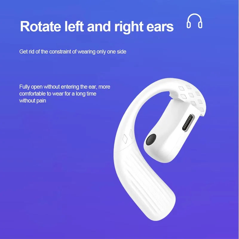 Bluetooth 5.2 Business Earphone Wireless Single Headphone with Mic Mini Ear Hook HiFi Stereo Music Earbud for Cellphone Car Call