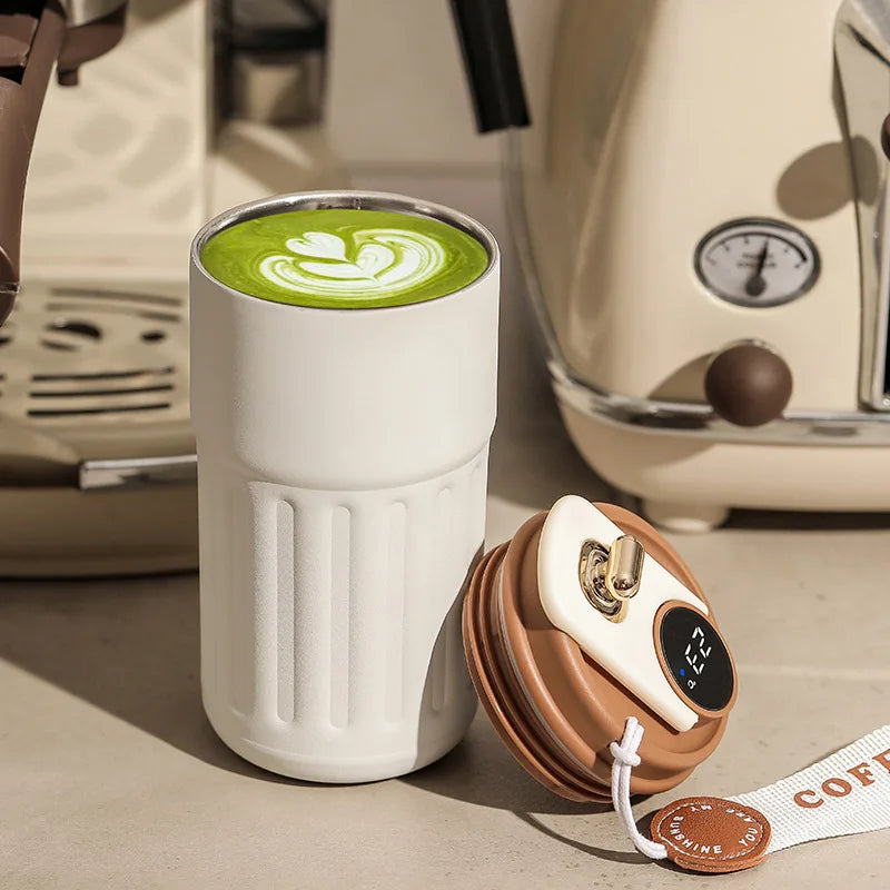 450ml Smart Thermos Bottle  Digital LED Display Temperature Coffee Cup Stainless Steel Vacuum Cup Business Portable Thermal Mug