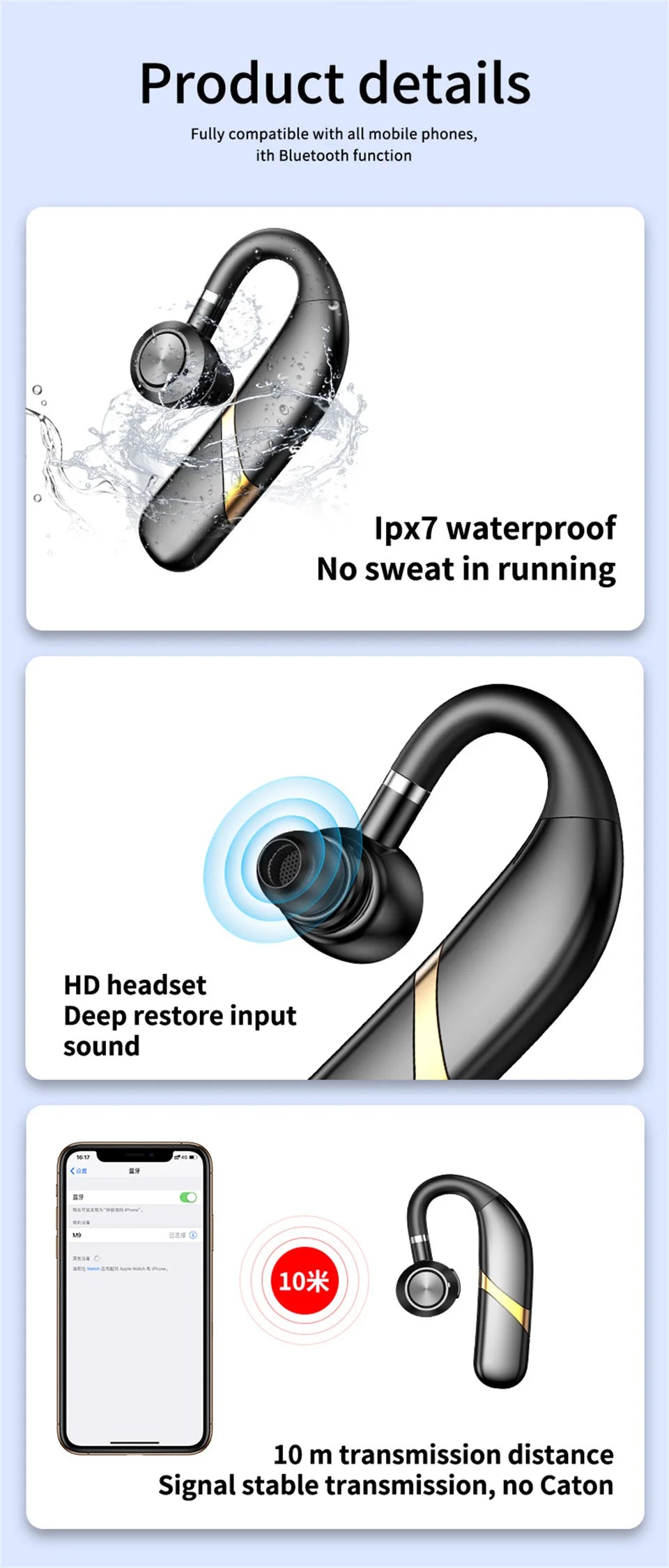 Bluetooth Earphones Wireless Headphones With Microphon Busines Headset Fone De Ouvido For Driving Audifonos Talking Auriculares