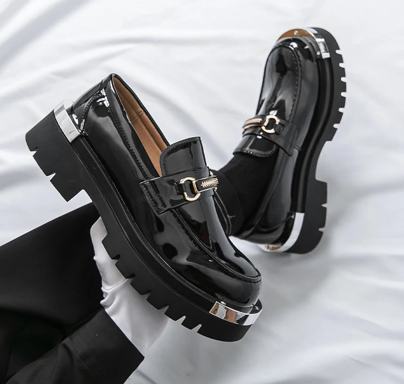 Men's thick soled shoes Luxury fashion designer styles Work Trend Nightclub casual party shoes Height increasing leather shoes