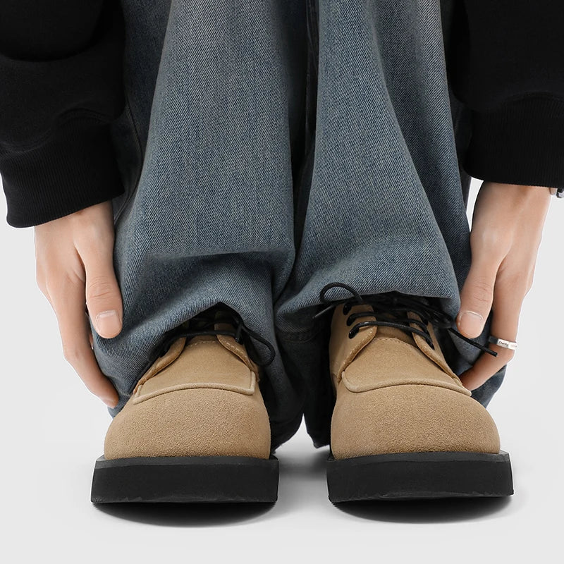 Men's Derby Shoes Fashion autumn and winter styles Office or leisure party 38-46 Hot selling young shoesThick bottom trend