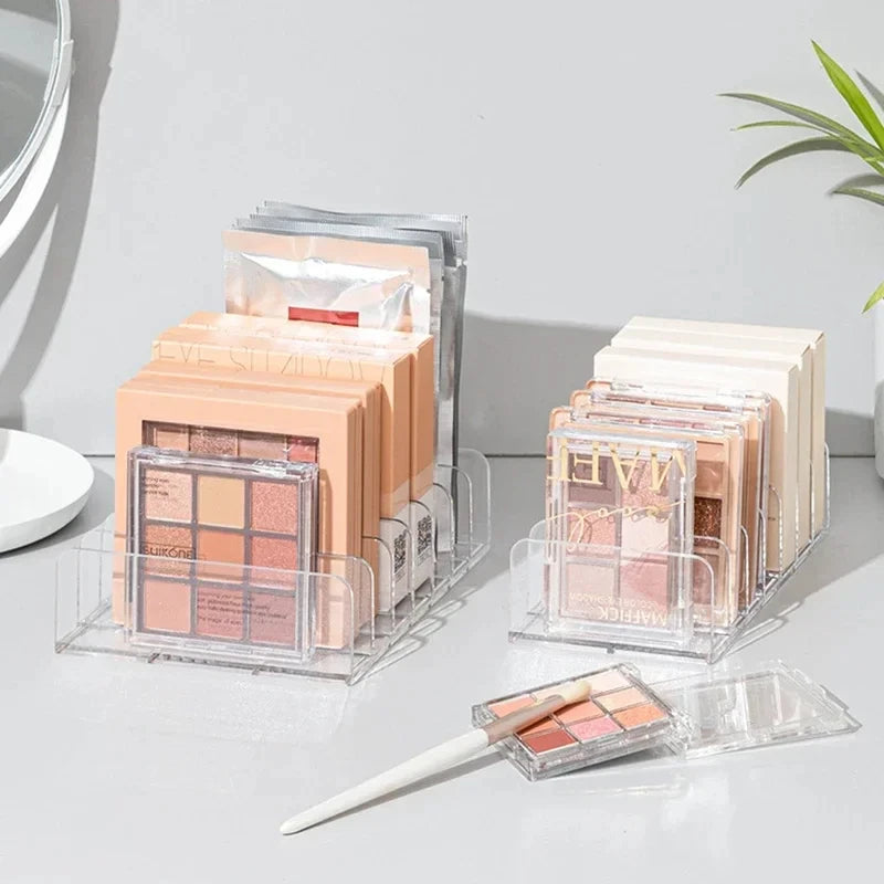 7-Compartment Desktop Makeup Storage Box Plastic Organizer for Cosmetics Blush Eyeshadow Display Tray
