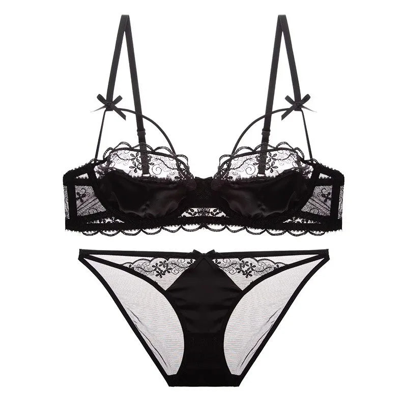Sexy Women Seamless Bra Set Breathable Chest Gathering Underwear Low-waisted Triangle Panties Teenage Soft Underwear Lingerie