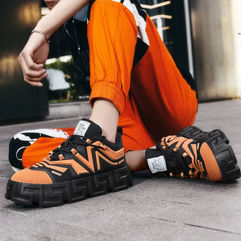 Men's Casual Sports Shoes, Fashionable Thick Soled Skateboarding Shoes, Trendy and Comfortable Men's Shoes Suitable for Outdoor