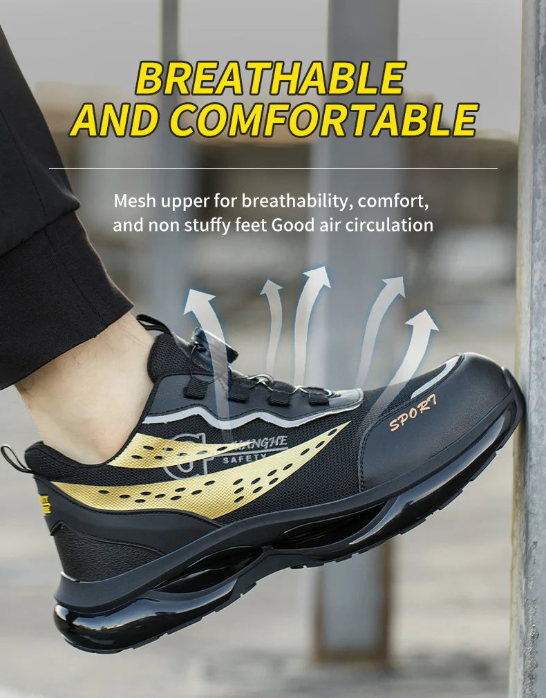 Steel Toe Safety Shoes Anti-smash Anti-Puncture Work Boots Men Slip Resistant Breathable Outdoor Work Indestructible Shoes