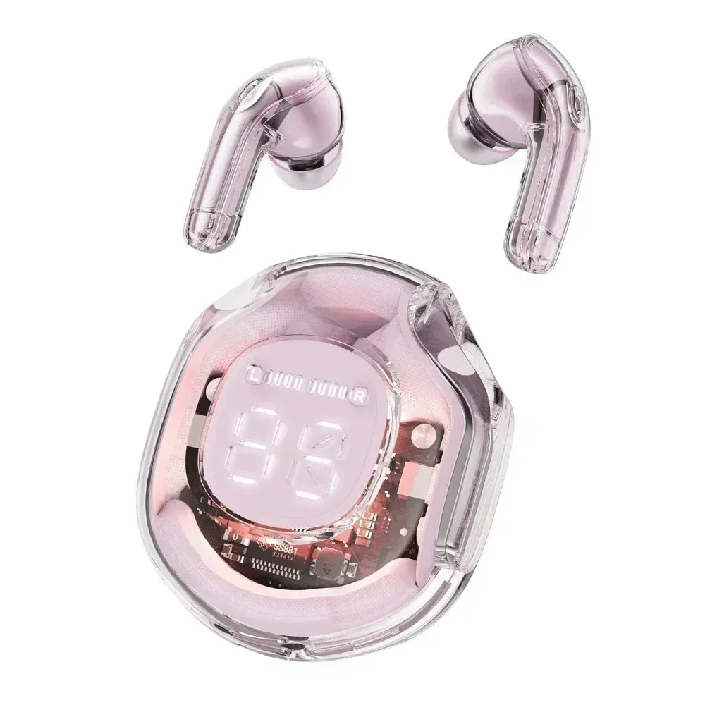 Bluetooth Earbuds Transparent with LED Digital Display Wireless In-Ear Earphone for Xiaomi Huawei iPhone Headphone