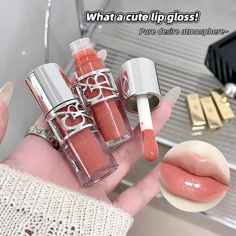 Clear Glass Gray Coffee Shine Lip Gloss Mirror Watery Moisturize Plumper Long Lasting Lip Tint Juicy Lip Oil Gloss Stain Makeup
