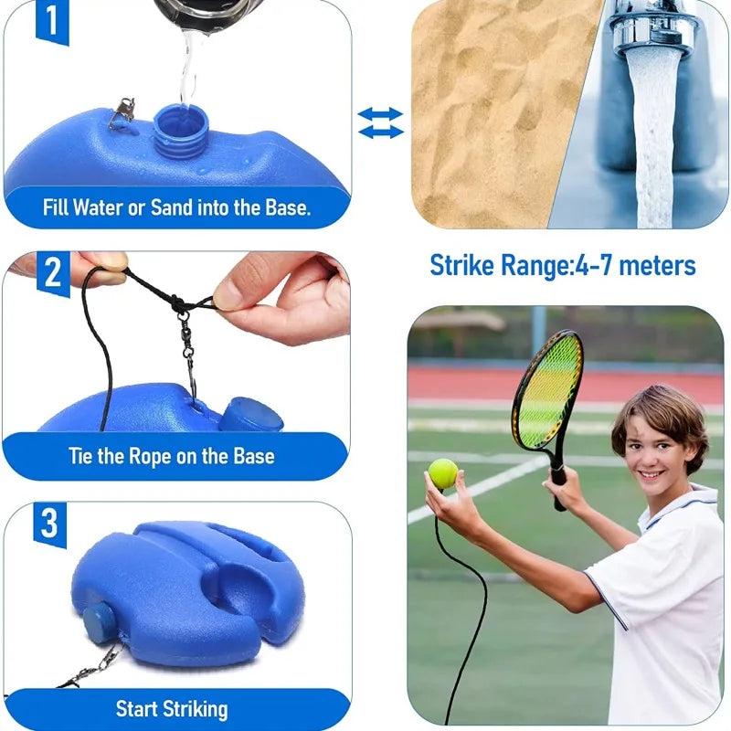 1 Set Tennis Trainer With Tennis Bounce Ball And Practice Ropes, Suitable For Indoor Outdoor Tennis Training