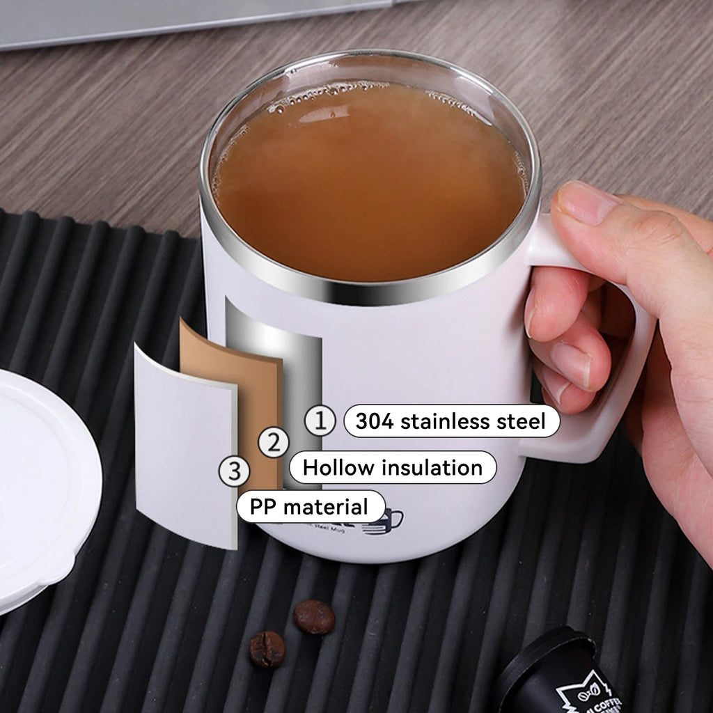 Portable Thermal Mug 304 Stainless Steel Double Wall Insulated Drinking Cup With Handle Anti Scald Sealed Tea Milk Coffee Cup