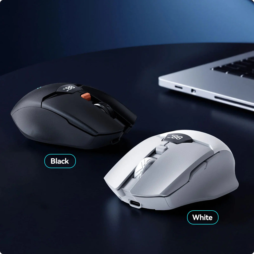 Wireless Bluetooth Mouse with Digital Battery Display, Silent Ergonomic Mouse for PC Laptop Gaming, 2.4G/Bluetooth 5.0