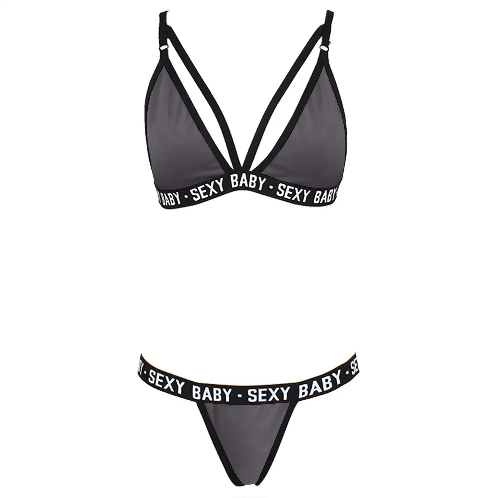 Women's sexy lingerie set sexy letter bikini bra and thong set women's sexy erotic clothing pajamas bikini lingerie