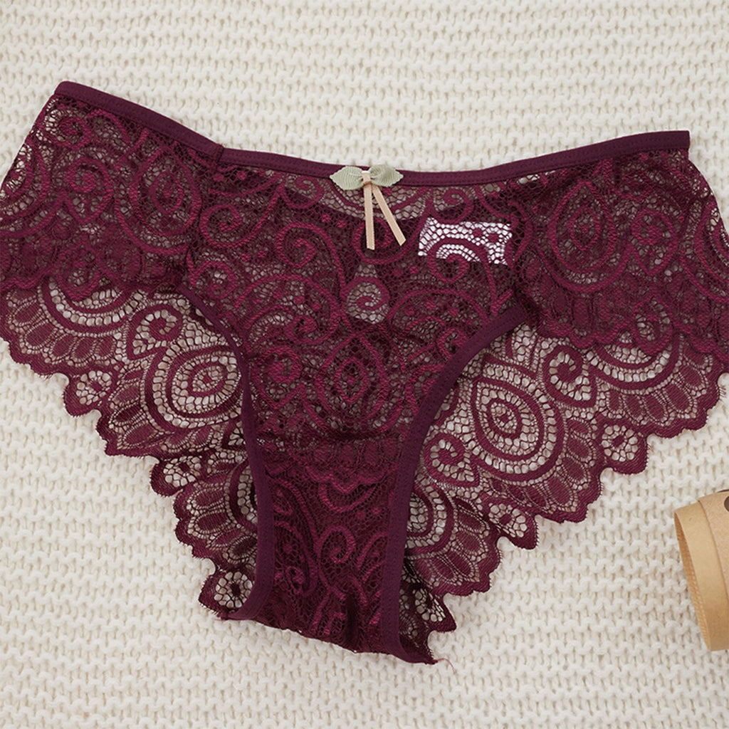 Lingerie Sexy Underwear Lace Panties Female Water Drop Sexy Mid-waist Underwear Exquisite Crotchless Shorts Solid Lingerie