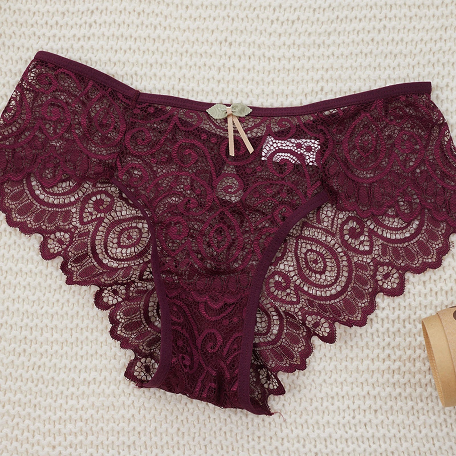 Lingerie Sexy Underwear Lace Panties Female Water Drop Sexy Mid-waist Underwear Exquisite Crotchless Shorts Solid Lingerie