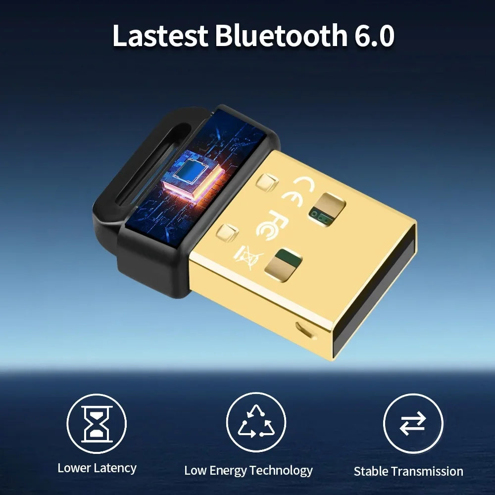 USB Bluetooth 6.0 5.4 Adapter Transmitter Bluetooth Receiver Audio Bluetooth Dongle Wireless USB Adapter for Computer PC Laptop