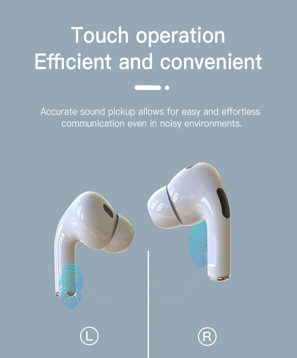 Wireless Earphones With Bluetooth 5.3 In-Ear Headphones Intelligent Noise Reduction Long Battery Life LED Color Screen Display