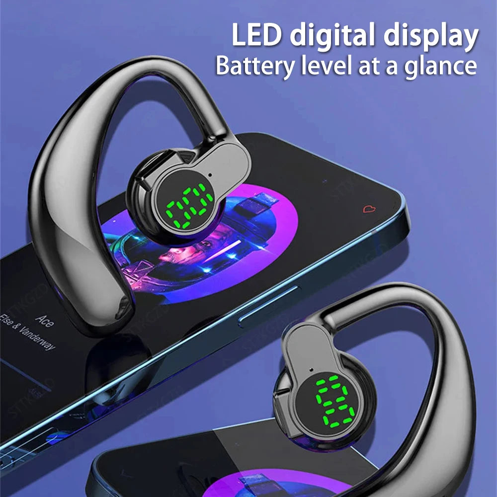 Bluetooth 5.4 Open 180° Rotation Wireless Business Headset With Mic Air Conduction Ear-hook Touch Control Sports Hifi Earphone