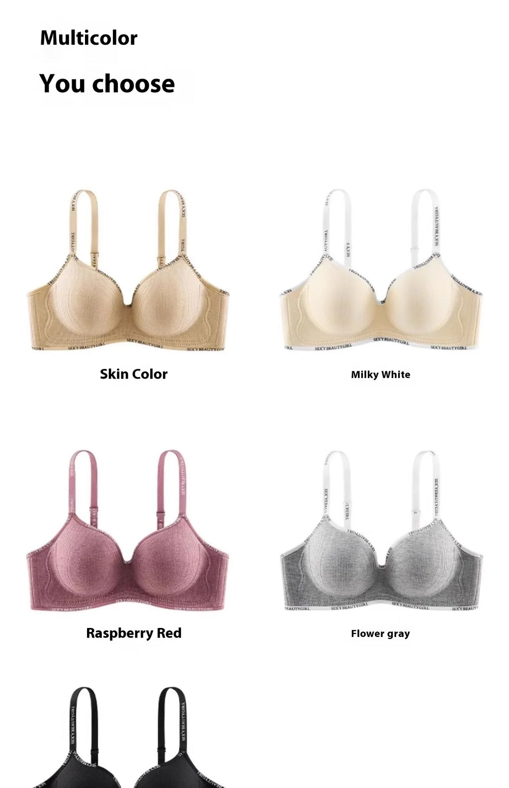 Lingerie Women Gathered Spring and Summer Non-marking Non-steel Ring Soft Support Anti-Sagging Bylift Letters Comfortable Bra