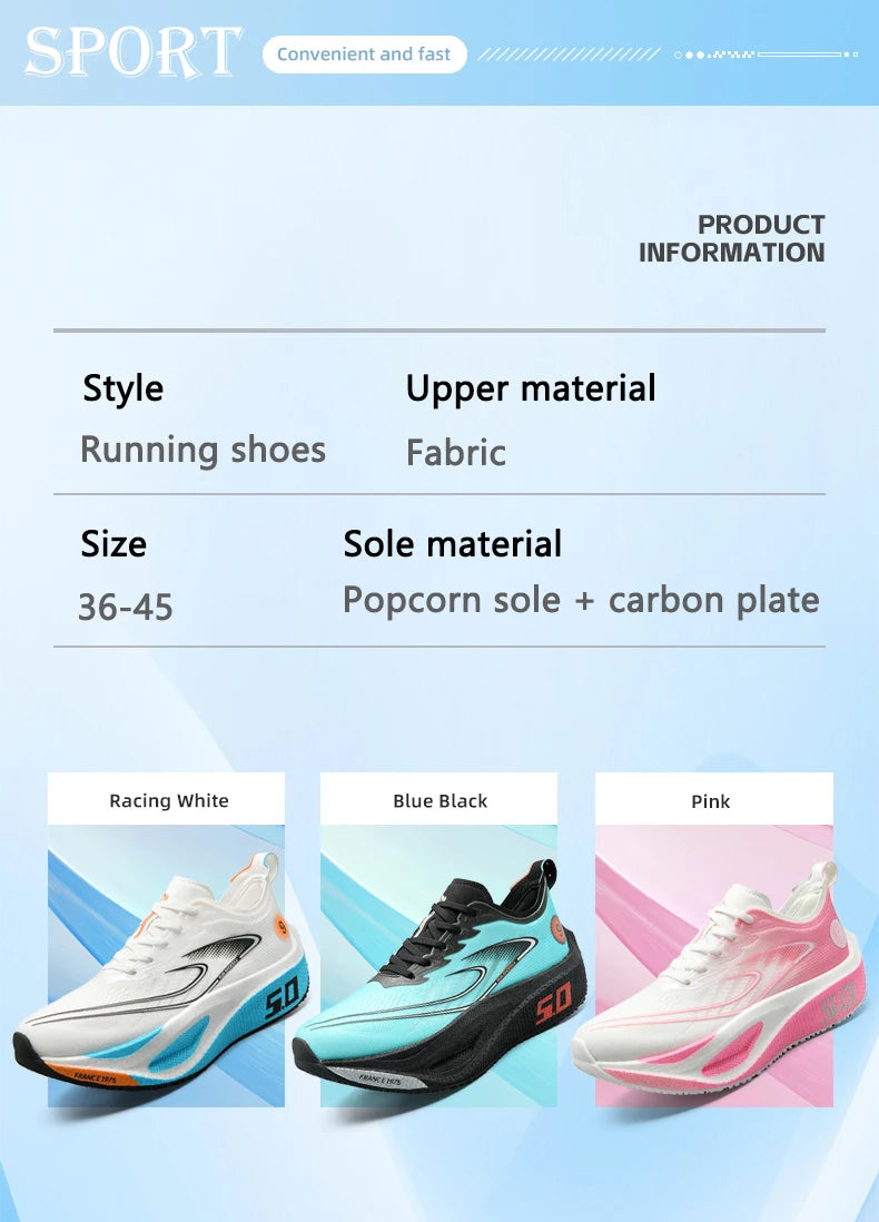 Casual Sports Shoes for Men&Women,Sneakers Platform Running Carbon Plate,Marathon Racing,Shock-absorbing,Athletics Training Shoe