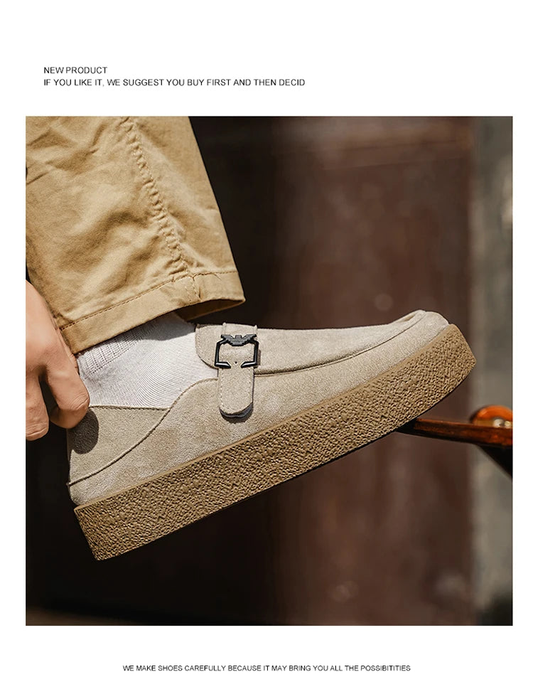 New autumn and winter men's shoes high-quality suede casual shoes British style thick soled board shoes fashionable slippers