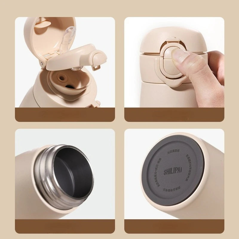 350ML Thermal Water Bottle Coffee Tumbler 316 Stainless Steel Thermos Bottle Dual Drink Vacuum Insulated Flask Straw Cup