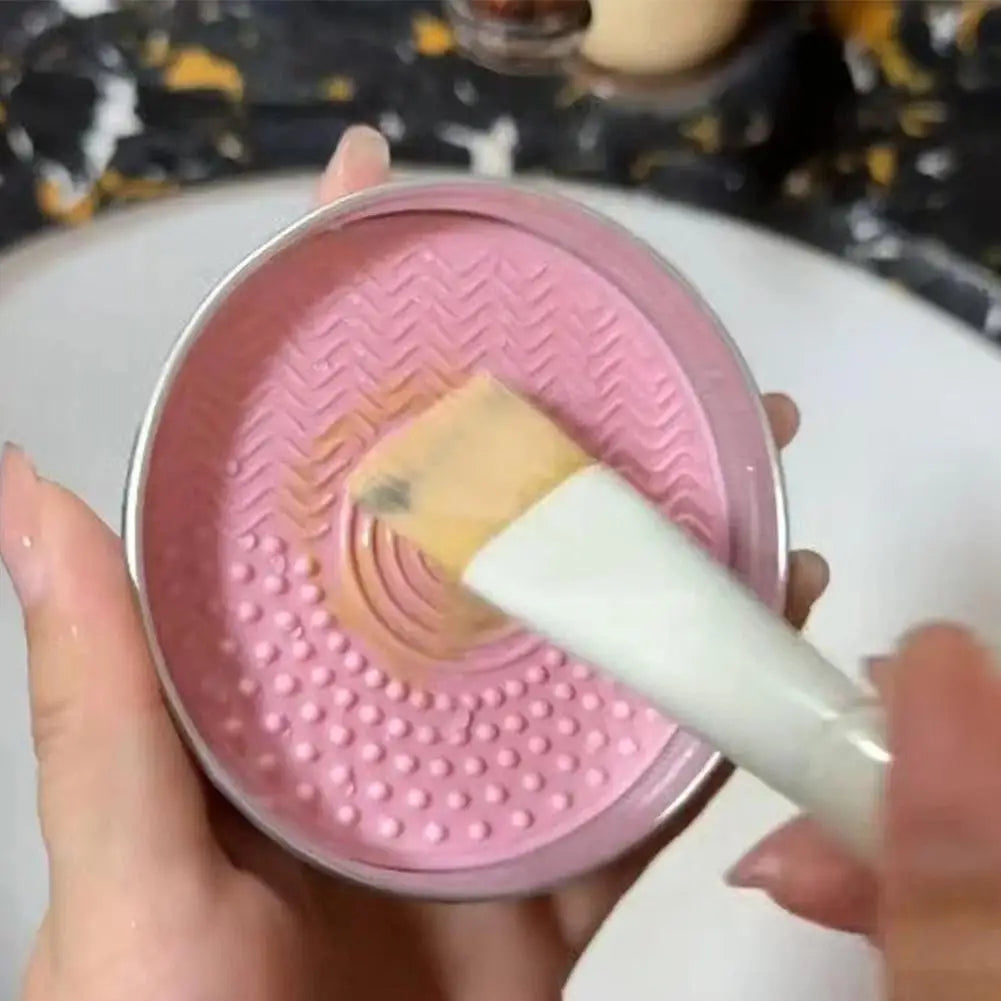 Makeup Brush Cleaner Soap /Silicone Mat, Deeply Cleans Cosmetic Color Removal for Synthetic & Natural Makeup Brushes & Sponges