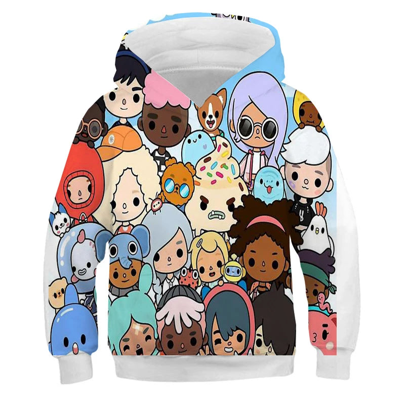 Hoodies 3D Print Game Toca Life World Toca Boca Virtual Toy Creator Sweatshirts Boy Girl Hooded Sweatshirts Kids Oversize Hoodie