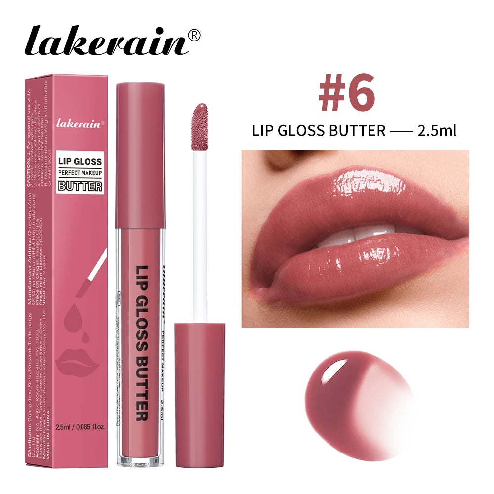 Lakerain Lip Gloss Butter  Long Lasting Non-stick  Beauty Waterproof Lip Stain Makeup Plumping Hydrating Lip Gloss Cosmetics