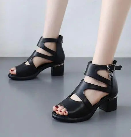 2025 NEW Comfortable Fashion Shoes Women Sandals High Heels Summer Sweet Fashion Wedding Shoes White and Black Handmade Sandals