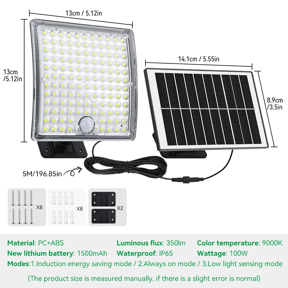 Solar Lights 126/234 LEDs Solar Security Lights Outdoor Garden Motion Sensor 3 Modes Waterproof Split Solar Flood Wall Lights
