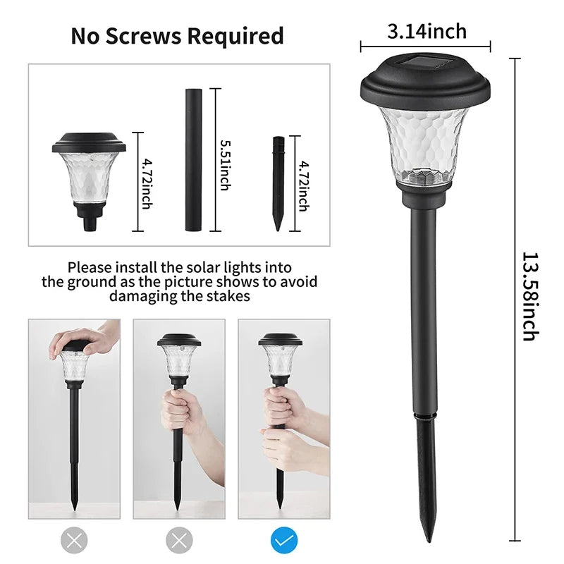 Solar Outdoor Lights New Garden Lamps Powered Waterproof Landscape Path for Yard Backyard Lawn Patio Decorative LED Lighting